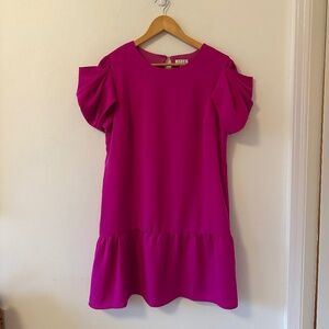 NWT TCEC Bright Fuschia Dress With Ruffle Detail | Size Large